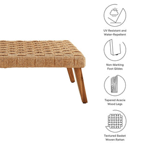 Modway Furniture Thames Outdoor Patio Rattan Coffee Table - Durable, Weather-Resistant, Stylish Acacia Wood Design EEI-6926-NAT