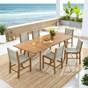 Modway Furniture Vienna 7-Piece Outdoor Teak and Rope Dining Set for Elegant Gatherings on Patios and Decks Natural Natural EEI-6927-NAT-NAT