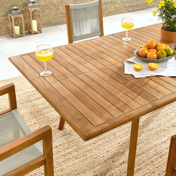 Modway Furniture Vienna 7-Piece Teak and Rope Patio Dining Set - Stylish, Weather-Resistant Outdoor Entertaining Solution Natural Natural EEI-6928-NAT-NAT