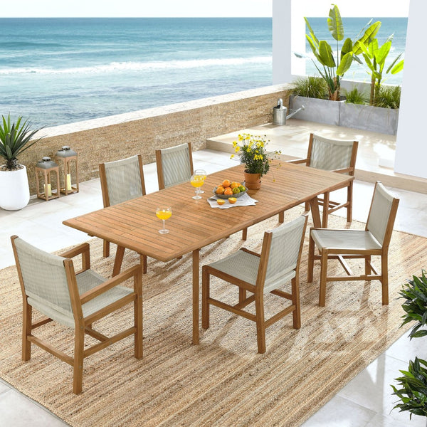 Modway Furniture Vienna 7-Piece Teak and Rope Patio Dining Set - Stylish, Weather-Resistant Outdoor Entertaining Solution Natural Natural EEI-6928-NAT-NAT