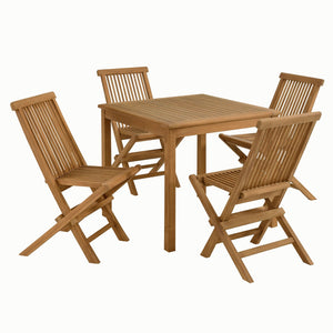 Modway Furniture Vienna 5-Piece Outdoor Teak Dining Set with Folding Chairs - Weather-Resistant & Space-Saving Design EEI-6931-NAT-NAT