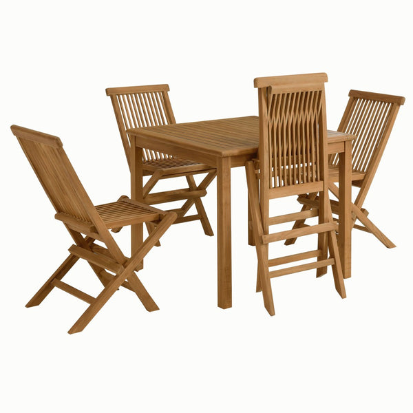 Modway Furniture Vienna 5-Piece Outdoor Teak Dining Set with Folding Chairs - Weather-Resistant & Space-Saving Design EEI-6931-NAT-NAT