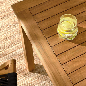 Modway Furniture Vienna 5-Piece Outdoor Teak Wood Dining Set with Folding Rope Chairs for Stylish Gatherings Natural Black EEI-6932-NAT-BLK