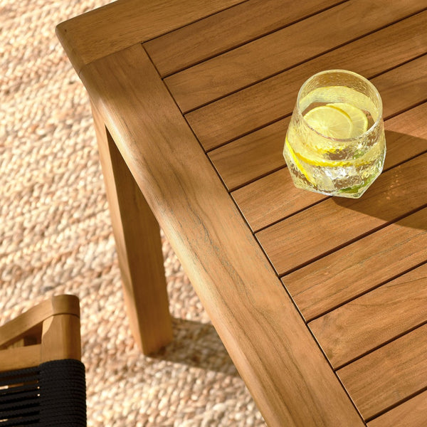 Modway Furniture Vienna 5-Piece Outdoor Teak Wood Dining Set with Folding Rope Chairs for Stylish Gatherings Natural Black EEI-6932-NAT-BLK