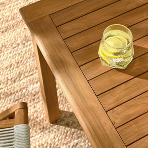 Modway Furniture Vienna 5-Piece Outdoor Teak Wood Dining Set with Folding Rope Chairs for Stylish Gatherings Natural Natural EEI-6932-NAT-NAT