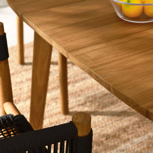 Modway Furniture Vienna 5-Piece Outdoor Teak and Rope Dining Set with Ergonomic Armchairs for Stylish Entertaining Natural Black EEI-6933-NAT-BLK