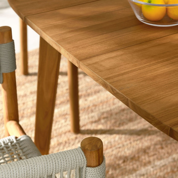 Modway Furniture Vienna 5-Piece Outdoor Teak and Rope Dining Set with Ergonomic Armchairs for Stylish Entertaining Natural Natural EEI-6933-NAT-NAT