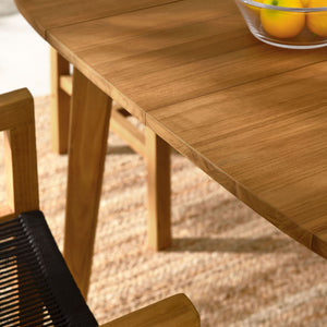 Modway Furniture Vienna 5-Piece Outdoor Teak and Rope Dining Set – Stylish, Durable, and Perfect for Any Patio Space Natural Black EEI-6935-NAT-BLK