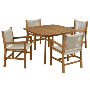 Modway Furniture Vienna 5-Piece Outdoor Teak and Rope Dining Set – Stylish, Durable, and Perfect for Any Patio Space Natural Natural EEI-6935-NAT-NAT