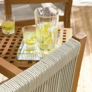 Modway Furniture Vienna 3-Piece Outdoor Patio Teak and Rope Armchairs with Versatile Folding Side Table for Comfort Natural Natural EEI-6936-NAT-NAT