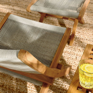 Modway Furniture Vienna Outdoor Folding Lounge Chair and Ottoman Set – Stylish Teak and Rope for Patio Relaxation Natural Natural EEI-6938-NAT-NAT