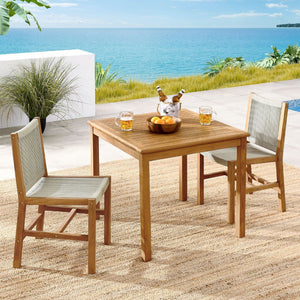 Modway Furniture Vienna 3-Piece Outdoor Patio Dining Set with Teak and Woven Rope for Cozy, Stylish Spaces Natural Natural EEI-6939-NAT-NAT