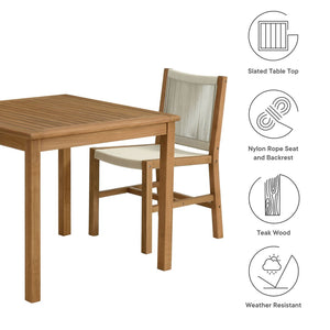 Modway Furniture Vienna 3-Piece Outdoor Patio Dining Set with Teak and Woven Rope for Cozy, Stylish Spaces Natural Natural EEI-6939-NAT-NAT