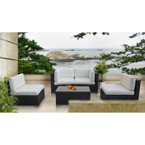 Modway Furniture Camfora 5-Piece Modular Outdoor Patio Sectional Set - Weather-Resistant Comfort in Espresso White EEI-694-EXP-WHI-SET