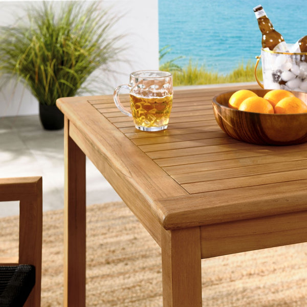 Modway Furniture Vienna 3-Piece Outdoor Patio Teak Dining Set with Stylish Rope Armchairs for Modern Entertaining Natural Black EEI-6940-NAT-BLK