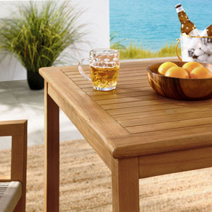 Modway Furniture Vienna 3-Piece Outdoor Patio Teak Dining Set with Stylish Rope Armchairs for Modern Entertaining Natural Natural EEI-6940-NAT-NAT