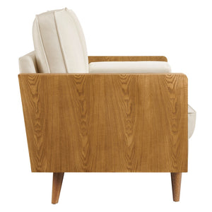 Modway Furniture Kellan Performance Velvet Loveseat - Stylish Mid-Century Modern Design for Cozy Living Spaces Walnut Alabaster EEI-6945-WAL-ALA