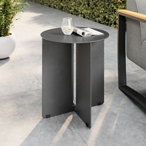 Modway Furniture Tecton Outdoor Patio Aluminum Side Table – Modern Minimalist Design for Stylish Outdoor Spaces Charcoal EEI-6946-CHA