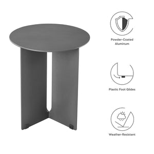 Modway Furniture Tecton Outdoor Patio Aluminum Side Table – Modern Minimalist Design for Stylish Outdoor Spaces Charcoal EEI-6946-CHA