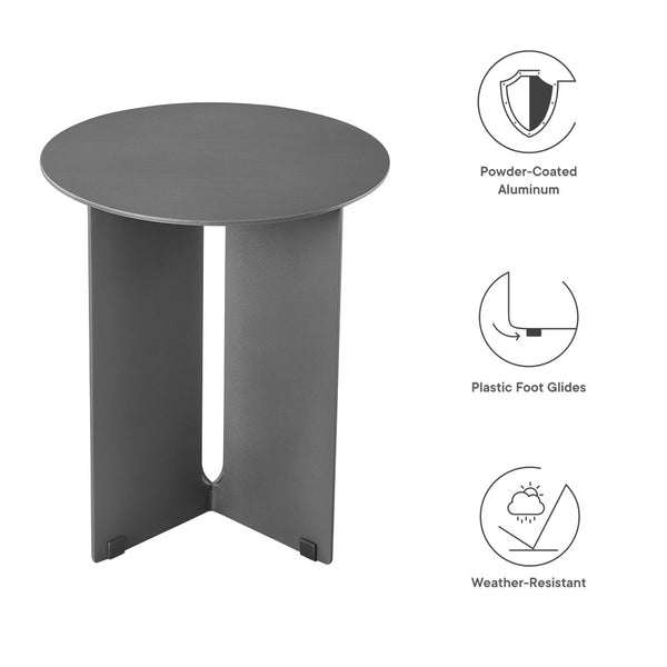 Modway Furniture Tecton Outdoor Patio Aluminum Side Table – Modern Minimalist Design for Stylish Outdoor Spaces Charcoal EEI-6946-CHA