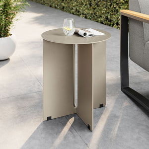 Modway Furniture Tecton Outdoor Patio Aluminum Side Table – Modern Minimalist Design for Stylish Outdoor Spaces Khaki EEI-6946-KHA