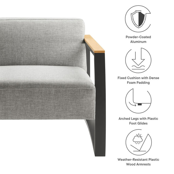 Modway Furniture Sauve Outdoor Patio Armchair by Modway - Stylish, Durable Aluminum Frame with Weather-Ready Comfort Charcoal Light Gray EEI-6947-CHA-LGR