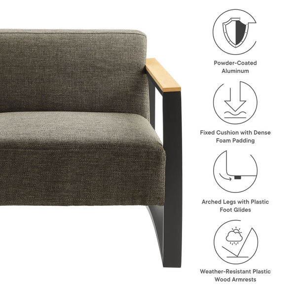 Modway Furniture Sauve Outdoor Patio Armchair by Modway - Stylish, Durable Aluminum Frame with Weather-Ready Comfort Charcoal Smoke EEI-6947-CHA-SMO