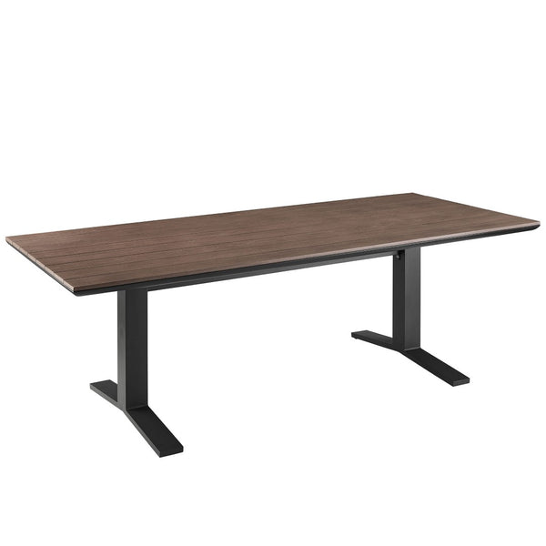 Modway Furniture Gavelston 91" Outdoor Patio Dining Table - Modern Aluminum for Stylish Family Gatherings & Entertaining Gray Wash Charcoal Gray EEI-6948-GWA-GRY
