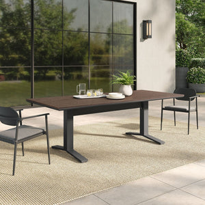 Modway Furniture Gavelston 91" Outdoor Patio Dining Table - Modern Aluminum for Stylish Family Gatherings & Entertaining Gray Wash Charcoal Gray EEI-6948-GWA-GRY