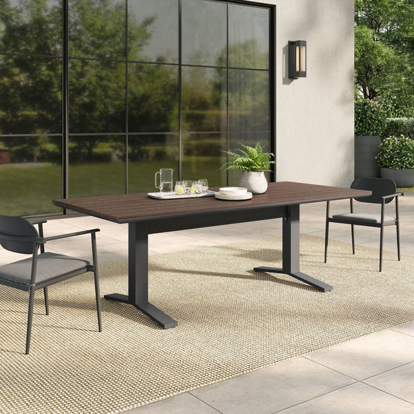 Modway Furniture Gavelston 91" Outdoor Patio Dining Table - Modern Aluminum for Stylish Family Gatherings & Entertaining Gray Wash Charcoal Gray EEI-6948-GWA-GRY
