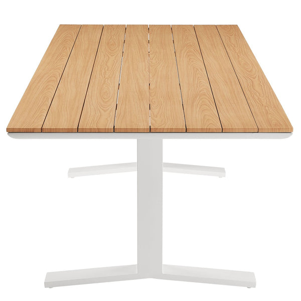 Modway Furniture Aeris 9-Piece Outdoor Patio Dining Set: Modern Aluminum Table & Stackable Chairs for Comfort White EEI-7151-WHI-LGR-SET