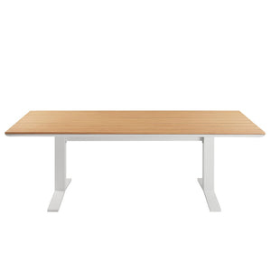 Modway Furniture Gavelston 91" Outdoor Patio Dining Table - Modern Aluminum for Stylish Family Gatherings & Entertaining Natural White EEI-6948-NAT-WHI