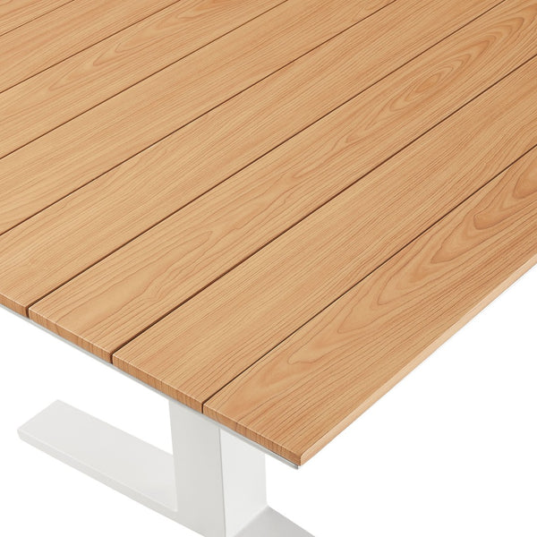 Modway Furniture Gavelston 91" Outdoor Patio Dining Table - Modern Aluminum for Stylish Family Gatherings & Entertaining Natural White EEI-6948-NAT-WHI