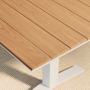 Modway Furniture Gavelston 91" Outdoor Patio Dining Table - Modern Aluminum for Stylish Family Gatherings & Entertaining Natural White EEI-6948-NAT-WHI