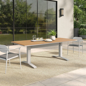 Modway Furniture Gavelston 91" Outdoor Patio Dining Table - Modern Aluminum for Stylish Family Gatherings & Entertaining Natural White EEI-6948-NAT-WHI