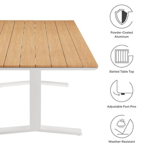 Modway Furniture Gavelston 91" Outdoor Patio Dining Table - Modern Aluminum for Stylish Family Gatherings & Entertaining Natural White EEI-6948-NAT-WHI