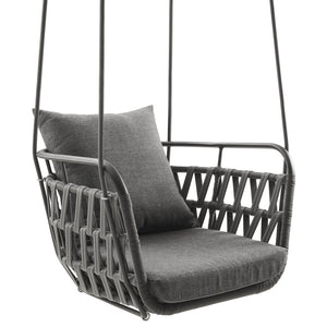 Modway Furniture Kaliah Outdoor Patio Swing Chair by Modway - Durable Aluminum Frame, Cozy Cushions, Secure Design Charcoal Charcoal EEI-6949-CHA-CHA