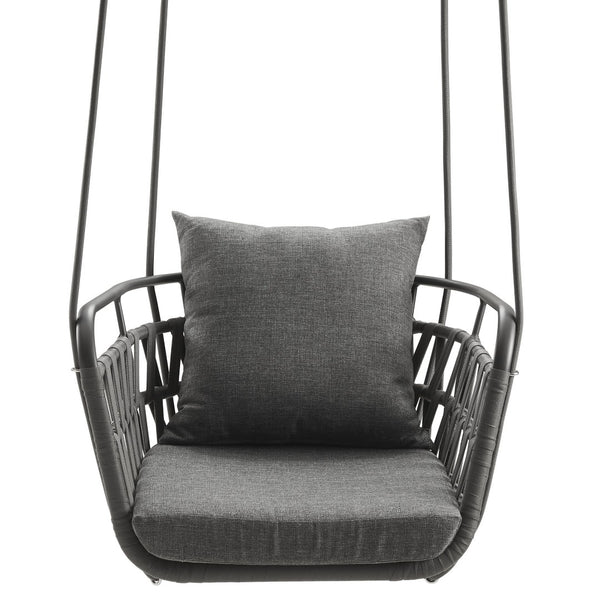 Modway Furniture Kaliah Outdoor Patio Swing Chair by Modway - Durable Aluminum Frame, Cozy Cushions, Secure Design Charcoal Charcoal EEI-6949-CHA-CHA