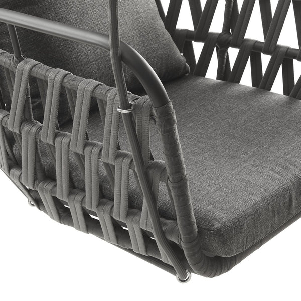 Modway Furniture Kaliah Outdoor Patio Swing Chair by Modway - Durable Aluminum Frame, Cozy Cushions, Secure Design Charcoal Charcoal EEI-6949-CHA-CHA