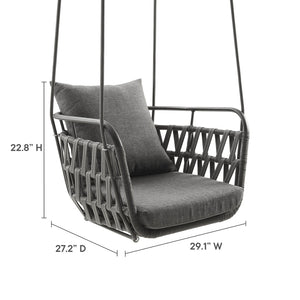 Modway Furniture Kaliah Outdoor Patio Swing Chair by Modway - Durable Aluminum Frame, Cozy Cushions, Secure Design Charcoal Charcoal EEI-6949-CHA-CHA