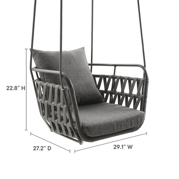 Modway Furniture Kaliah Outdoor Patio Swing Chair by Modway - Durable Aluminum Frame, Cozy Cushions, Secure Design Charcoal Charcoal EEI-6949-CHA-CHA