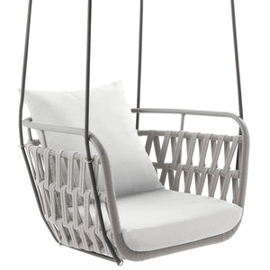 Modway Furniture Kaliah Outdoor Patio Swing Chair by Modway - Durable Aluminum Frame, Cozy Cushions, Secure Design Light Gray White EEI-6949-LGR-WHI