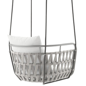 Modway Furniture Kaliah Outdoor Patio Swing Chair by Modway - Durable Aluminum Frame, Cozy Cushions, Secure Design Light Gray White EEI-6949-LGR-WHI