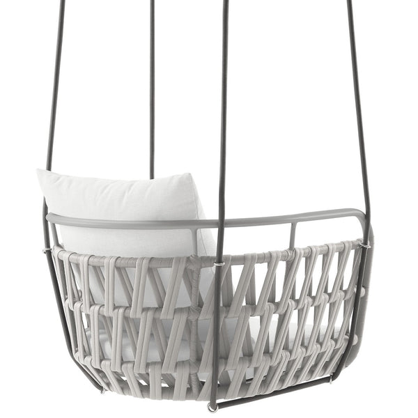 Modway Furniture Kaliah Outdoor Patio Swing Chair by Modway - Durable Aluminum Frame, Cozy Cushions, Secure Design Light Gray White EEI-6949-LGR-WHI