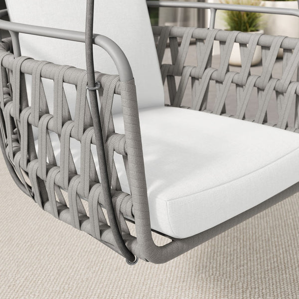 Modway Furniture Kaliah Outdoor Patio Swing Chair by Modway - Durable Aluminum Frame, Cozy Cushions, Secure Design Light Gray White EEI-6949-LGR-WHI