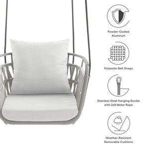 Modway Furniture Kaliah Outdoor Patio Swing Chair by Modway - Durable Aluminum Frame, Cozy Cushions, Secure Design Light Gray White EEI-6949-LGR-WHI