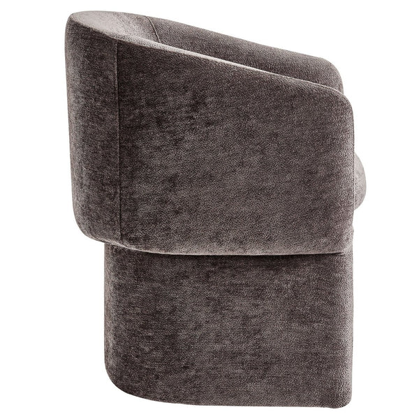 Modway Furniture Verity Barrel Back Chenille Dining Armchair - Luxurious Comfort with Ergonomic Design & No Assembly Chocolate Brown EEI-6951-CHB