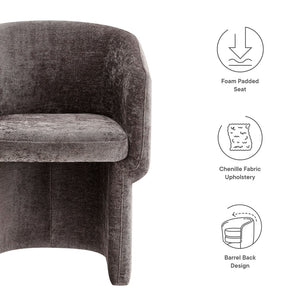 Modway Furniture Verity Barrel Back Chenille Dining Armchair - Luxurious Comfort with Ergonomic Design & No Assembly Chocolate Brown EEI-6951-CHB