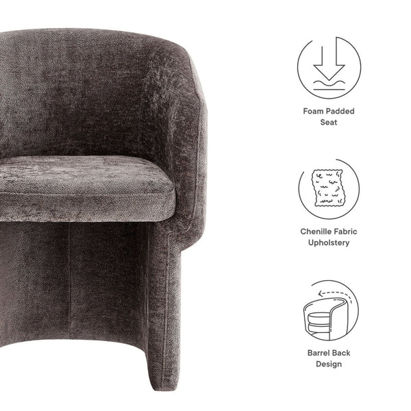 Modway Furniture Verity Barrel Back Chenille Dining Armchair - Luxurious Comfort with Ergonomic Design & No Assembly Chocolate Brown EEI-6951-CHB