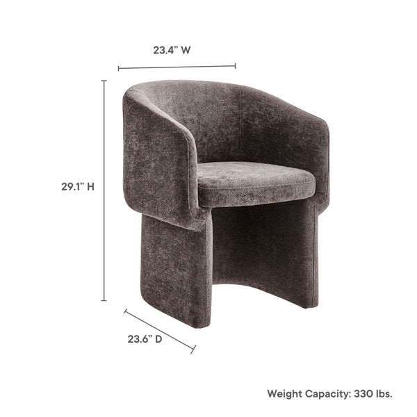 Modway Furniture Verity Barrel Back Chenille Dining Armchair - Luxurious Comfort with Ergonomic Design & No Assembly Chocolate Brown EEI-6951-CHB
